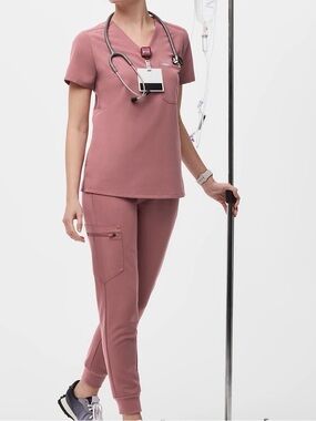 Figs Catarina scrub top and high waisted jogger pants